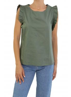 T shirt con rouge tinta unita 